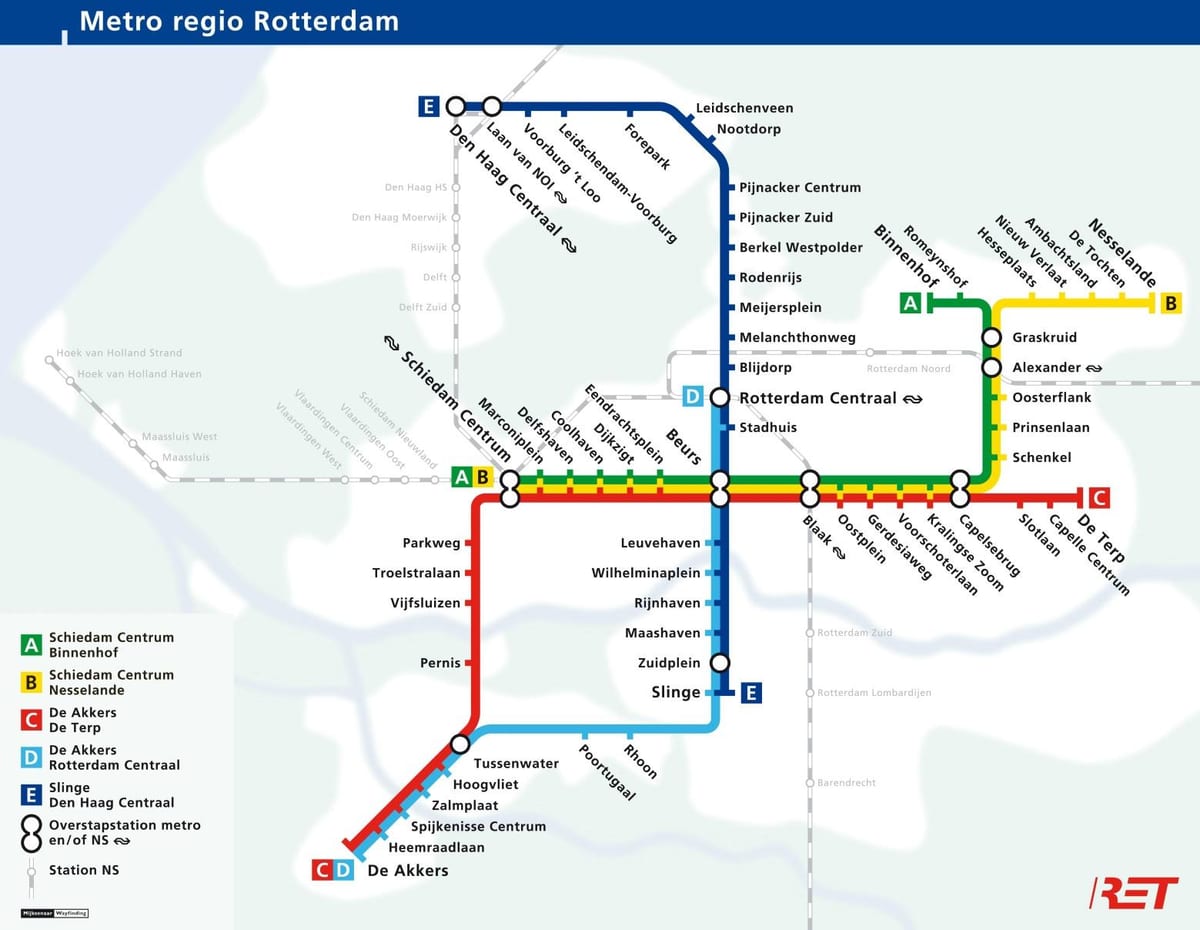 Роттердам карті метро 