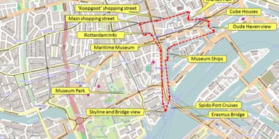 Карта Роттердама пішохідна екскурсія 